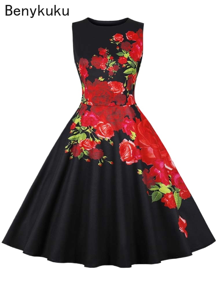French Vintage Floral Midi Dress - 1950s vintage vestido de verão feminino