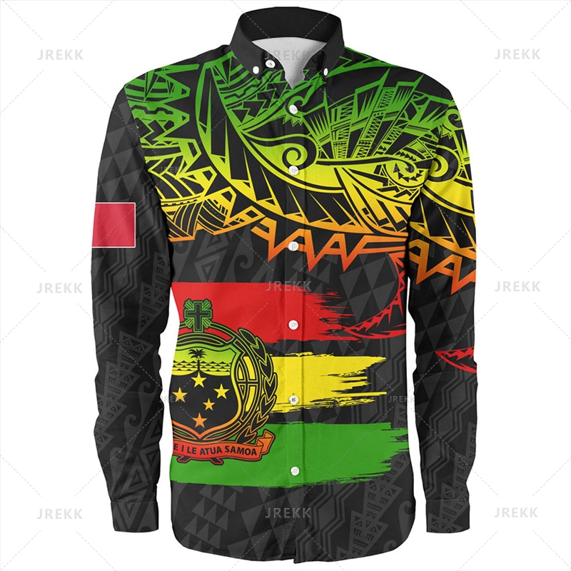 Bandeira Samoa Imprimir Camisa - Blouses avaliação e preço